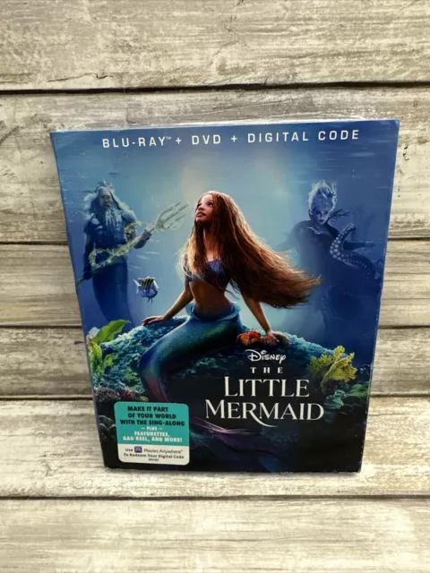 The Little Mermaid (Blu-ray + DVD + Digital, 2023) NEW w/ Slipcover Ships FREE