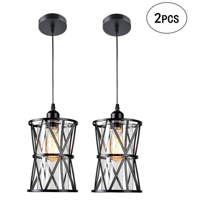 2Pcs Vintage Ceiling Pendant Light Kitchen Island Dining Room Cafe Hanging Lamp