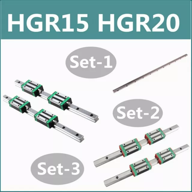 HGR15 HGR20 Linear Guide Rail & HGH15/20CA & HGW15/20CC CNC 3D Set