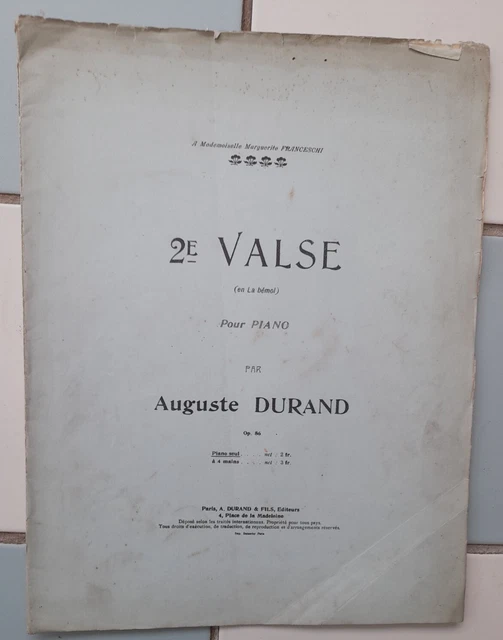 partition musique piano 2eme valse par auguste durand         