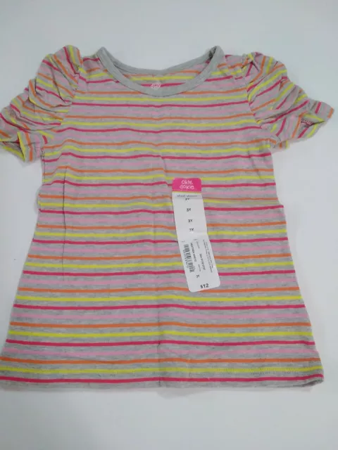 Toddler Girls Stripped S/S Top Size 3t Okie Dokie New With Tags NWT Free Ship