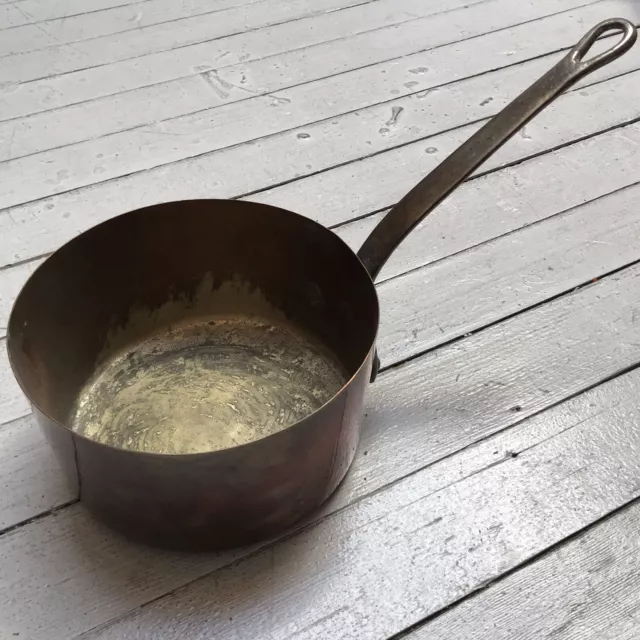 VTG French Copper Pot Sauce Pan Large Long Handle Cooking 8”