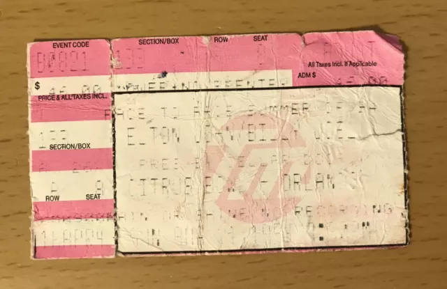 1994 Elton John / Billy Joel Face To Face Tour Miami Concert Ticket Stub