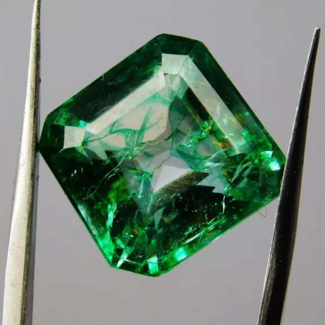 10 Ct Natural Untreated Green Colombian Emerald Square Certified Loose Gemstone