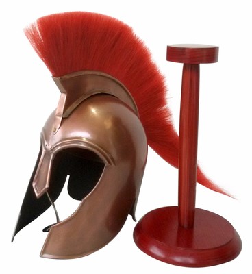 Médiévale Armure Troy Grec Achille Trojan Casque Rouge Plume avec Socle en Bois 