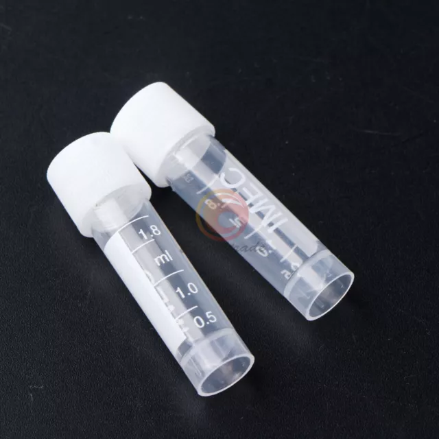 100x 2ml Conical Micro Centrifuge With Tubes Caps Plastic Chemistry Test Vials