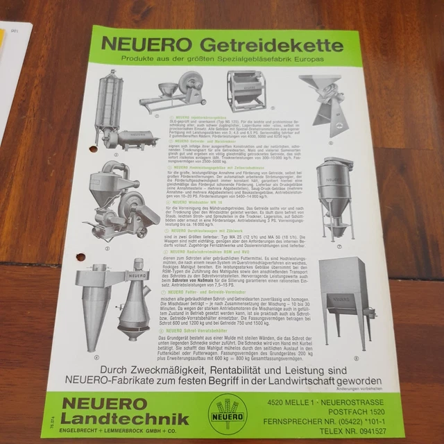 NEUERO 1976 Getreidekette Schlepper Traktor Prospekt Landmaschinen c NEUERO 1976 Getreidekette Schlepper Traktor Prospekt Landmaschinen c