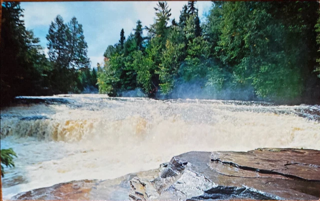 Lower Falls Tahquamenon River Michigan Upper Peninsula Chrome Vintage Postcard