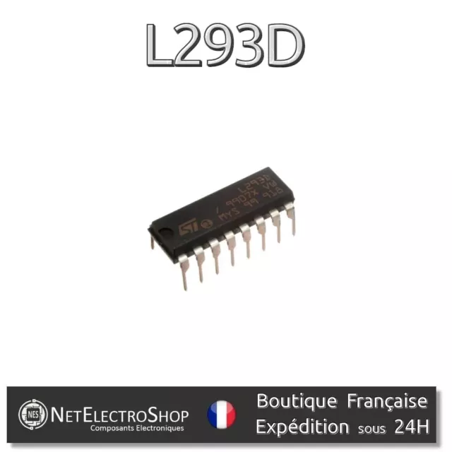 L293D - Pilote moteur 4 canaux - Double Pont-H - DIP-16 ST - Pour Arduino