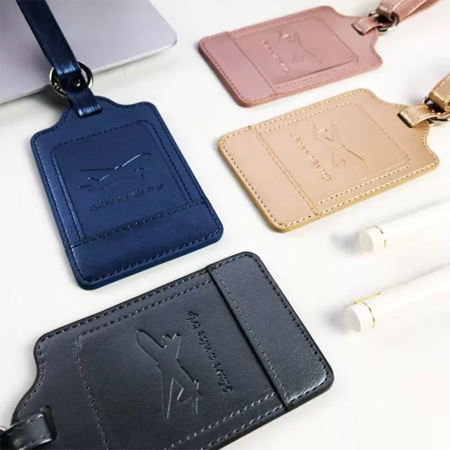 PU Leather Luggage Tags Suitcase Id Card  Name Label Baggage Holiday Travel