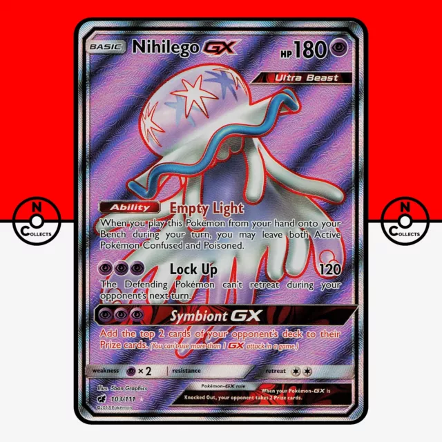 Nihilego GX ULTRA RARE 49/111 SM Crimson Invasion Pokemon Card HOLO NM 2017