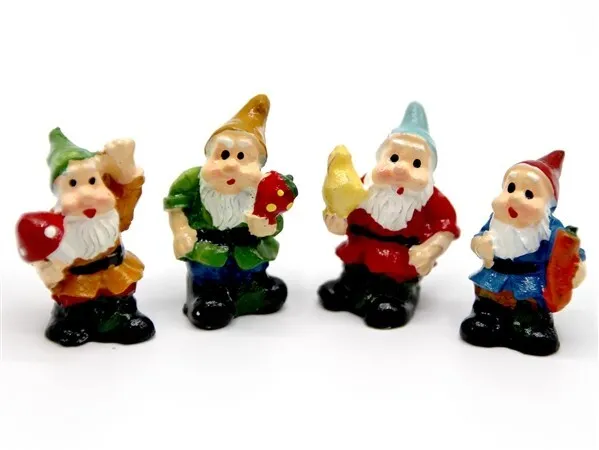 Dolls House Miniature 1/12th Scale Set of 4 Colourful Garden Gnomes TA189