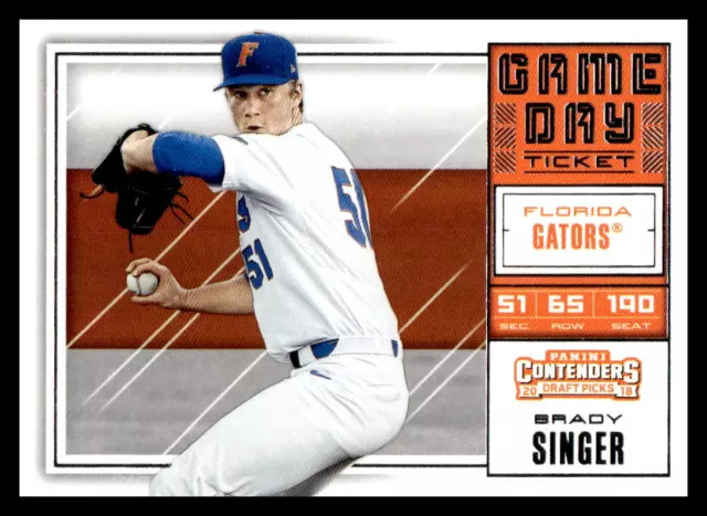 2018 Panini Contenders Draft Picks #1 Brady Singer   Florida Gators