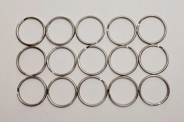 15 Stück Schlüsselringe 25mm vernickelt gehärtet Schlüsselring Split Key Ring