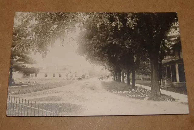 c1910 Second Street West Byron Illinois RPPC IL C.R. Childs Chicago 10919