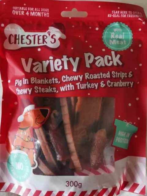 Chester's Christmas Meaty Variety Pack 300g High Protein Real Meat Dog Treats