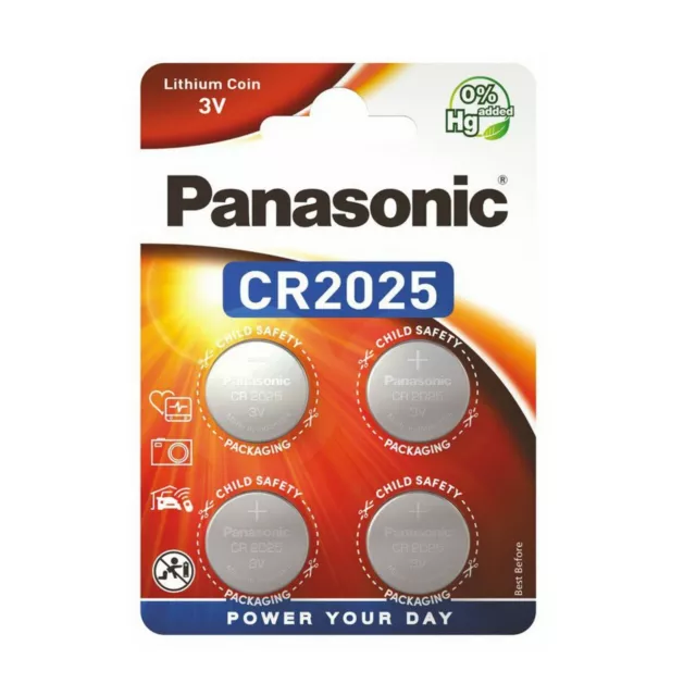 4 x Panasonic CR2025 Lithium Coin Cell 3V Battery Car Key Fobs Toys Batteries