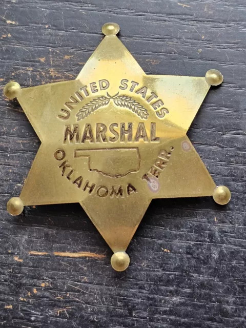 Obsolete OKLAHOMA TERRITORY US Marshal Badge Hallmarked FOX STAMP