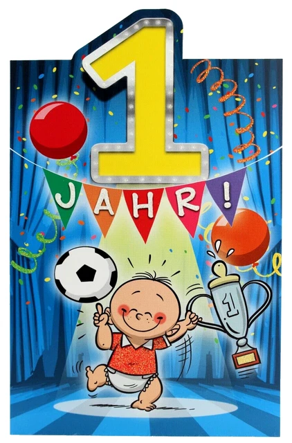 GEBURTSTAGSKARTE 1 JAHR Junge Karte Glückwunschkarte Geburtstag
