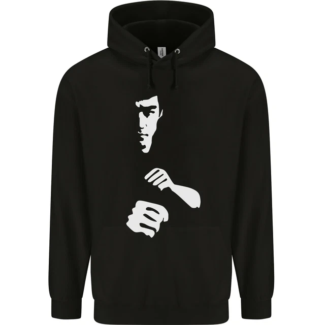 Felpa con cappuccio 80% cotone silhouette arti marziali MMA Jeet Kune Do da uomo