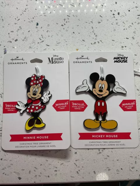 Hallmark Disney Minnie & Mickey Mouse Ornament Set **wiggles** (NEW IN BOX!!!)