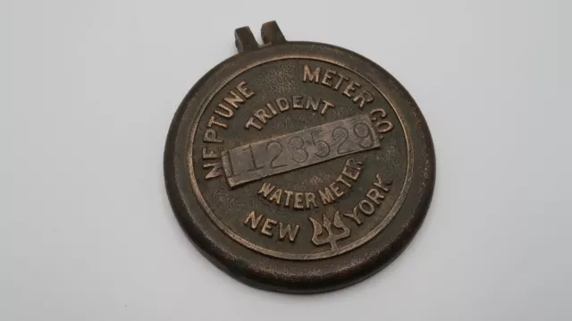 Neptune Meter Co. Trident Brass Water Meter Cover New York Art Deco Paperweight