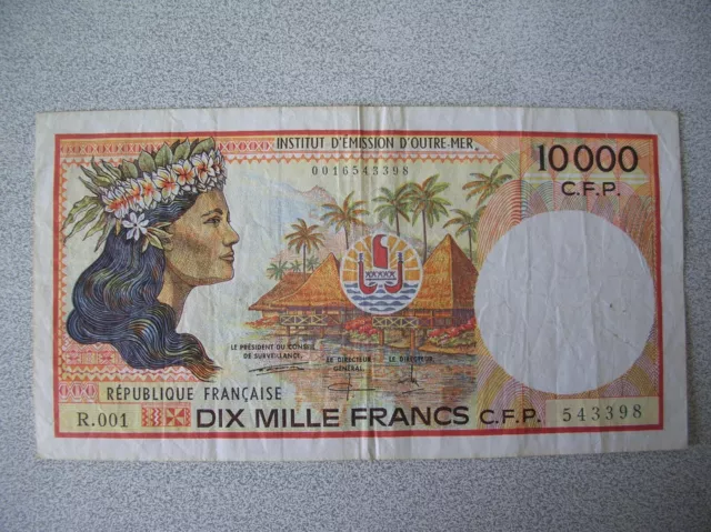 Ancien billet 10 000 Francs Dix Mille Francs CFP Outre Mer MM4