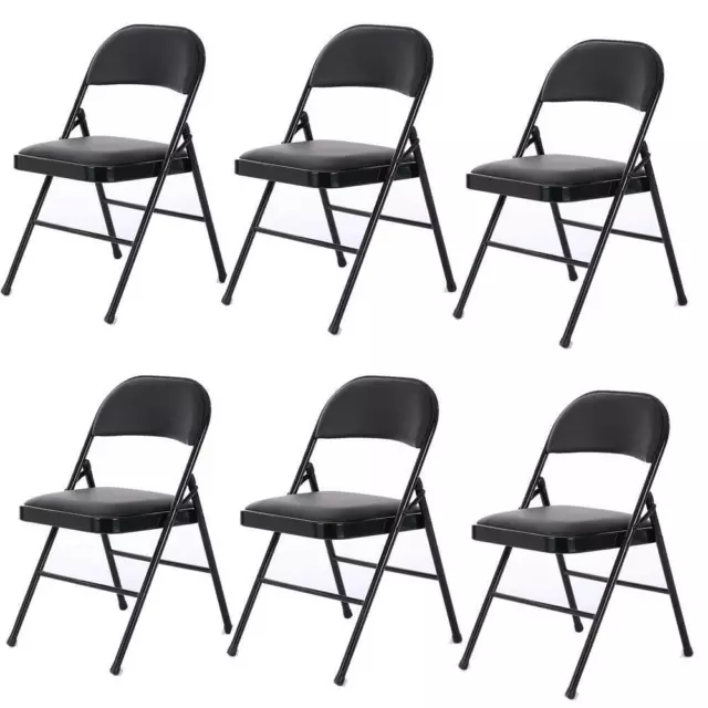 6 Pack Folding Stackable Chairs Seat for Office Home Event Wedding Party Black