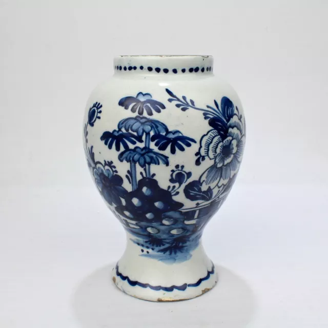 18th century Tin Glazed Dutch Delft Pottery Blue and White Vase or Jar - PT