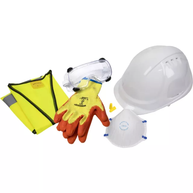 PAQUETE DE PPE SITE - Chaleco GRANDE Hi-Vis - Sombrero Rígido - Guantes de Empuñadura - Gafas y Máscara 3