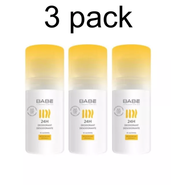 3x BABE BODY 24H roll on deodorant for sensitive skin 50ml / 1.7fl. oz