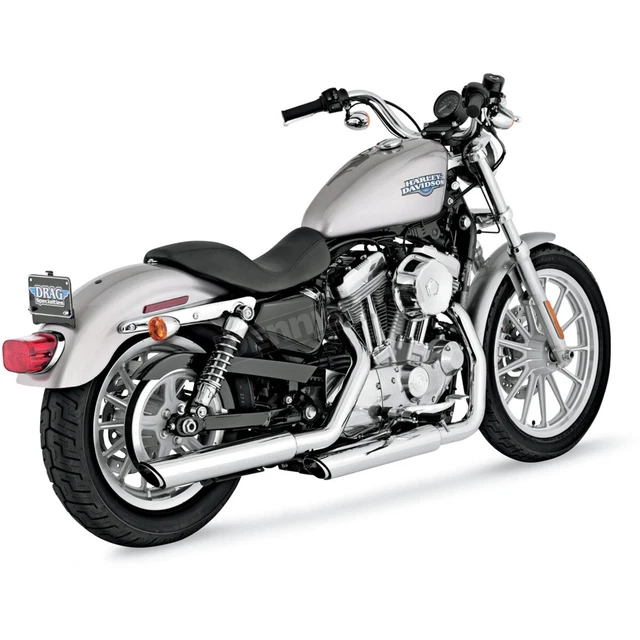 Vance & Hines Chrome Round Twin Slash Slip-On Mufflers - 16839 (no ship to CA)