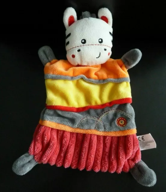 41 . Doudou Plat Nicotoy Zebre Cheval Ane Rouge Jaune Orange Gris Velours Neuf*