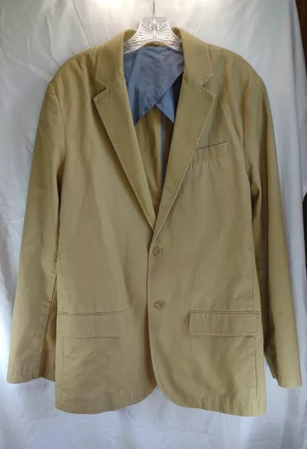 Old Navy Mens Blazer Large Tan Brown Cotton Casual Sport Coat Jacket 2 Button