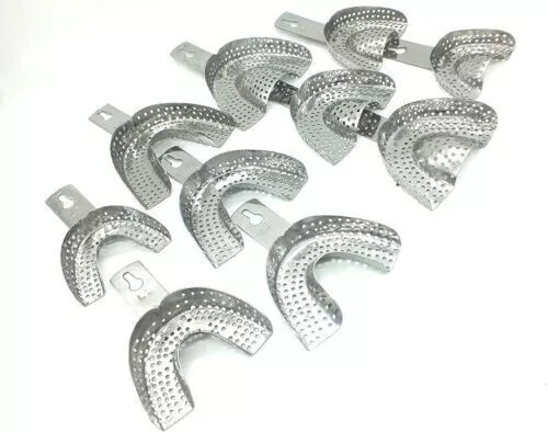 Bandeja de impresión de metal dental Instrumento dental Paquete de 10 piezas