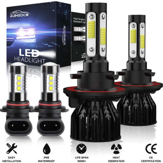 LED Headlight Hi/Lo + Fog Light Bulbs Kit Combo 6000K For 2004-2014 Ford F-150