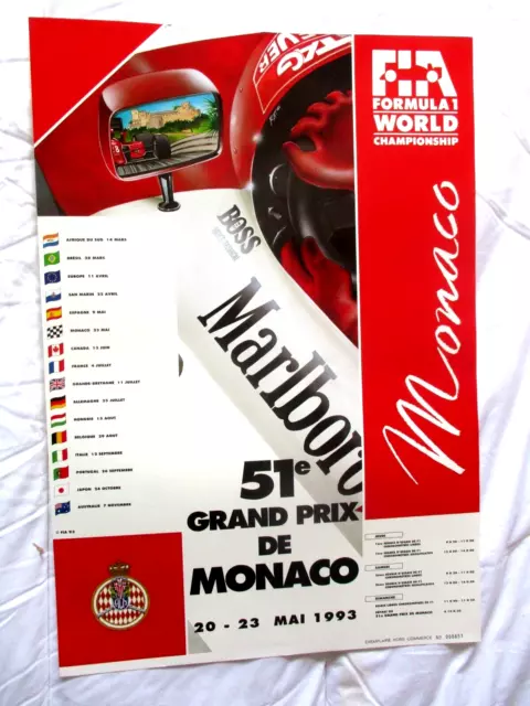 Grand Prix De Monaco 1993 Formule 1 F1  Affiche Originale Numerotee N° 000851