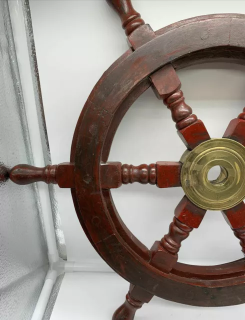 Wall Decor Nautical Ship's Wheel Wood & Brass 18" Handmade Designer Solid Gift