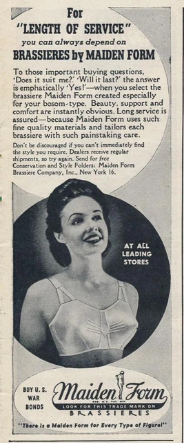 Magazine Ad - 1944 - Maiden Form Bra's - World War II