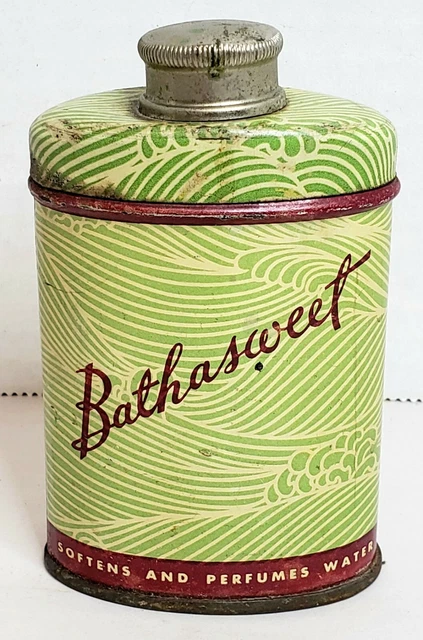 Vintage Bathasweet Tin Softens & Perfumes Water Garden Bouquet C.S. WELCH Full