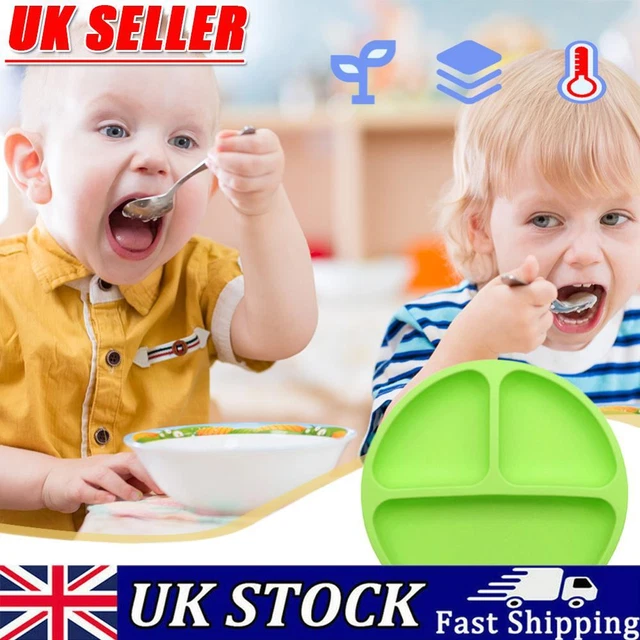 Cute Baby Infant Dining Plate Non Slip Training Sucker Dishes Tableware (Green)