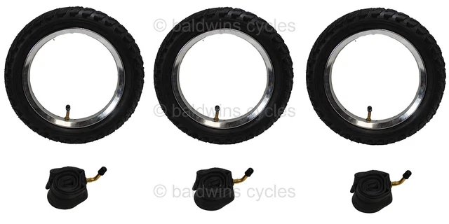 3 x Phil & Teds CLASSIC Off Road PUNCTURE PROTECTED Pram Tyres & Tubes Set