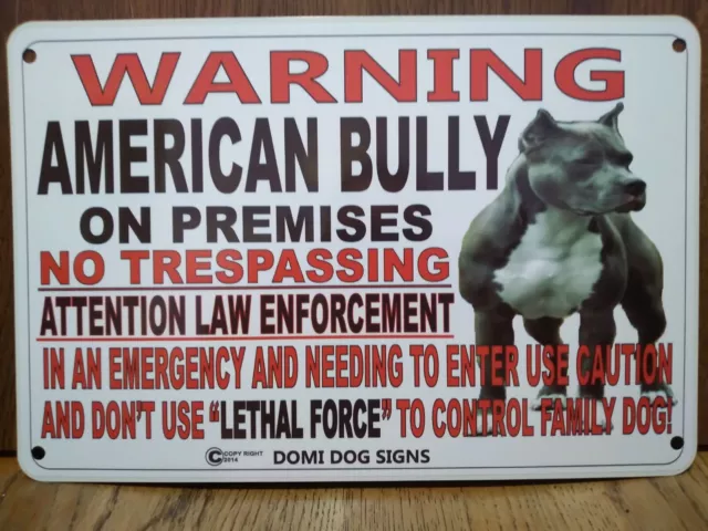 Metal Warning American Bully Dog sign For FENCE ,Beware Of Dog 8"x12"