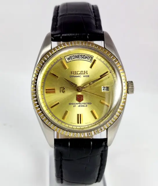 Golden Ricoh 9 Date 21 Jewels Men's Automatic Wrist Watch R31
