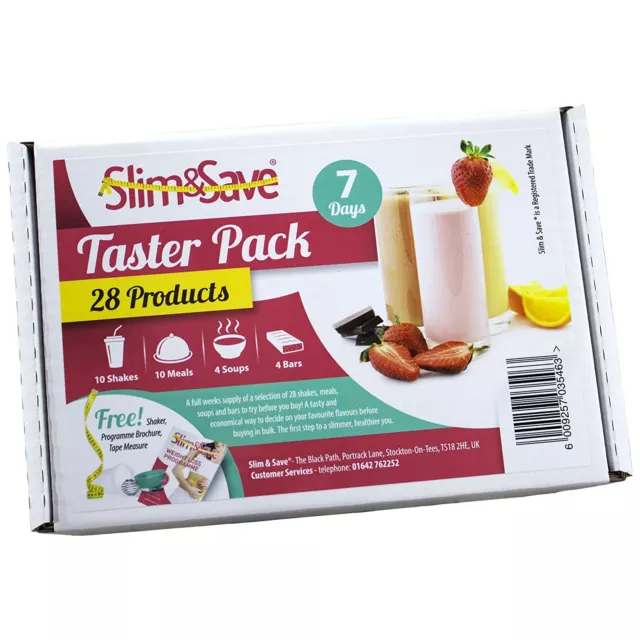Slim&Save Taster- 28 Different VLCD Meal Replacement Shakes, Meals, Soups & Bars