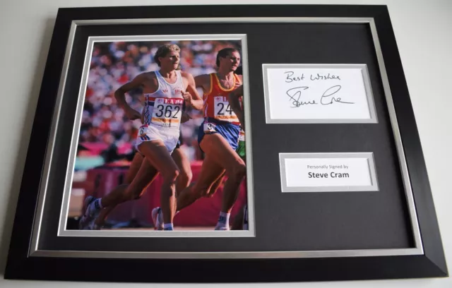 Steve Cram SIGNED FRAMED Photo Autograph 16x12 display athletics AFTAL & COA
