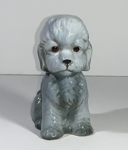 Vintage Hand Painted Ceramic Poodle Puppy Dog Figurine Norleans Japan