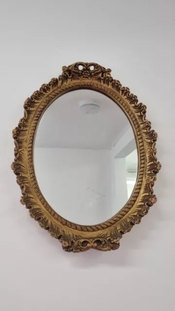 Gold Oval Rococo Style Heavy Plaster Mirror Wall Hing Vintage Decor