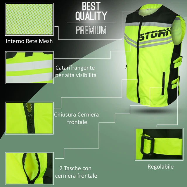 Gilet Alta Visibilità A-Pro - Fluorescente E Riflettente, Per Moto, Auto E Bici, Taglia XL - Foto 11
