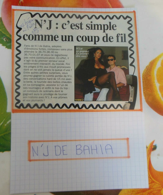 AUTOGRAPHE DE N'J DE BAHIA SUR COUPURE DE PRESSE COLLEE SUR BRISTOL 15